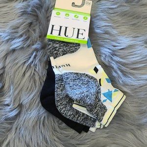 NEW Hue Womens 3 Pair Air Sleek Quarter Top Cushion Socks NWT